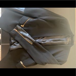 Zara Black Blazer with Leather Details Size M